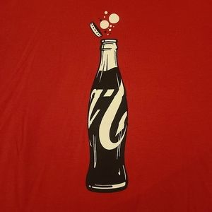Coca-Cola Womens Red T-shirt Cola  Bottle Logo Front Small Logo Back Size M